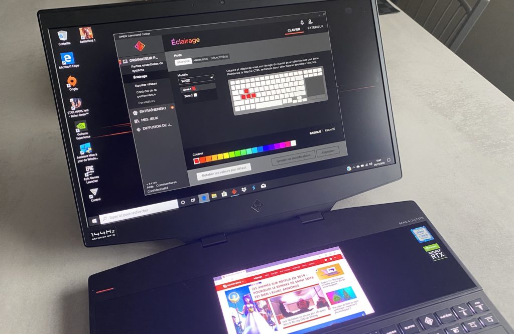 Les deux écrans du HP Omen X 2S // Source : Maxime Claudel pour Numerama Les deux écrans du HP Omen X 2S // Source : Maxime Claudel pour Numerama