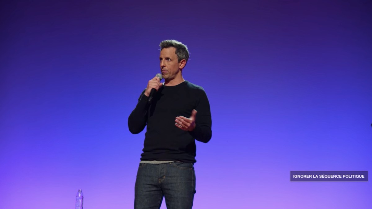 Capture d'écran du spectacle de Seth Meyers // Source : Netflix Capture d'écran du spectacle de Seth Meyers // Source : Netflix