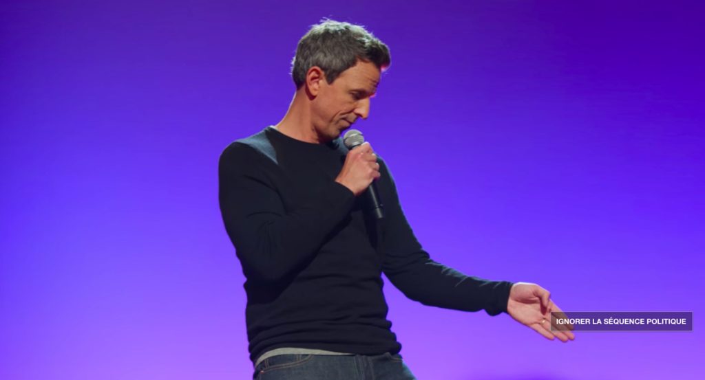 Capture d'écran du spectacle de Seth Meyers // Source : Netflix Capture d'écran du spectacle de Seth Meyers // Source : Netflix
