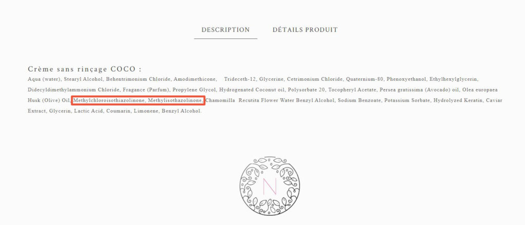 La liste d'ingrédients. // Source : Nicky Cosmetics La liste d'ingrédients. // Source : Nicky Cosmetics