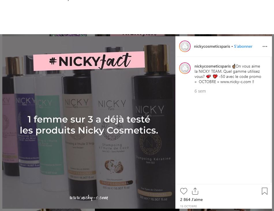 Sur le compte Instagram de Nicky Cosmetics. // Source : Nicky Cosmetics Sur le compte Instagram de Nicky Cosmetics. // Source : Nicky Cosmetics
