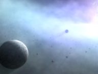 Des planètes en orbite autour d'un trou noir. // Source : Kagoshima University (photo recadrée)
