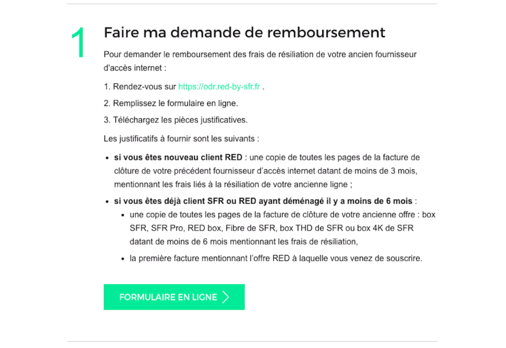 RED by SFR remboursement frais de résilisation RED by SFR remboursement frais de résilisation