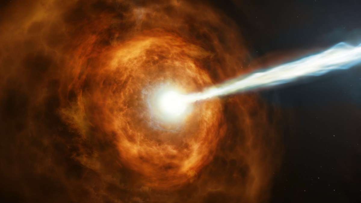 Le sursaut gamma GRB 190114C. // Source : NASA, ESA and M. Kornmesser (photo recadrée) Le sursaut gamma GRB 190114C. // Source : NASA, ESA and M. Kornmesser (photo recadrée)