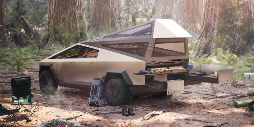 Le Tesla Cybertruck peut servir pour du camping // Source : Tesla Le Tesla Cybertruck peut servir pour du camping // Source : Tesla