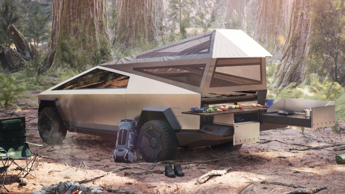Le Tesla Cybertruck peut servir pour du camping // Source : Tesla Le Tesla Cybertruck peut servir pour du camping // Source : Tesla