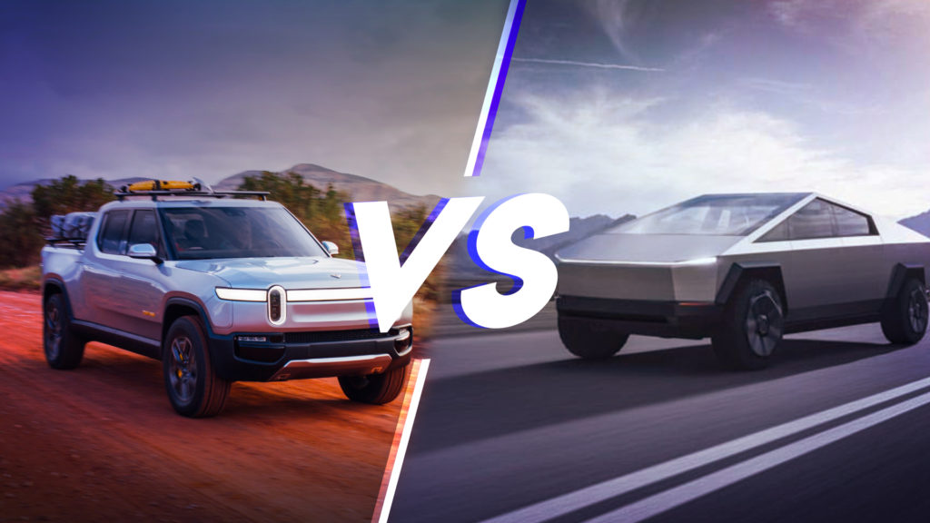 Rivian R1T versus Tesla Cybertruck // Source : Claire Braikeh pour Numerama Rivian R1T versus Tesla Cybertruck // Source : Claire Braikeh pour Numerama