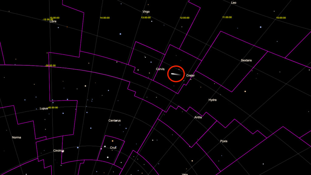 La position de la comète Borisov le 8 décembre 2019. // Source : Capture d'écran orbitsimulator.com La position de la comète Borisov le 8 décembre 2019. // Source : Capture d'écran orbitsimulator.com