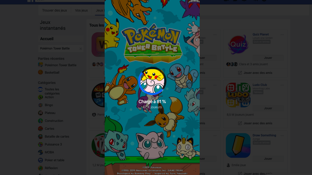 Pokémon Tower Battle dans Facebook // Source : Numerama Pokémon Tower Battle dans Facebook // Source : Numerama