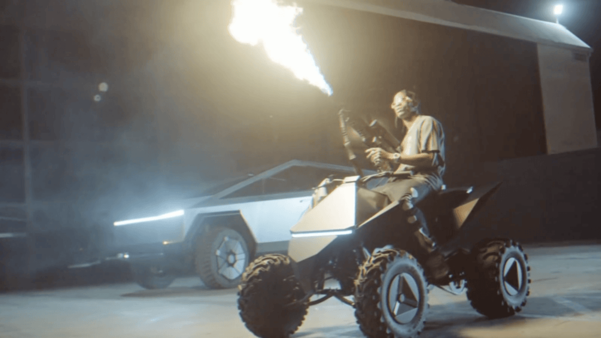 Le Cybertruck dans un clip de rap // Source : Travis Scott Le Cybertruck dans un clip de rap // Source : Travis Scott