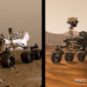 Curiosity et Mars 2020. // Source : NASA/JPL-Caltech (photo recadrée) Curiosity et Mars 2020. // Source : NASA/JPL-Caltech (photo recadrée)