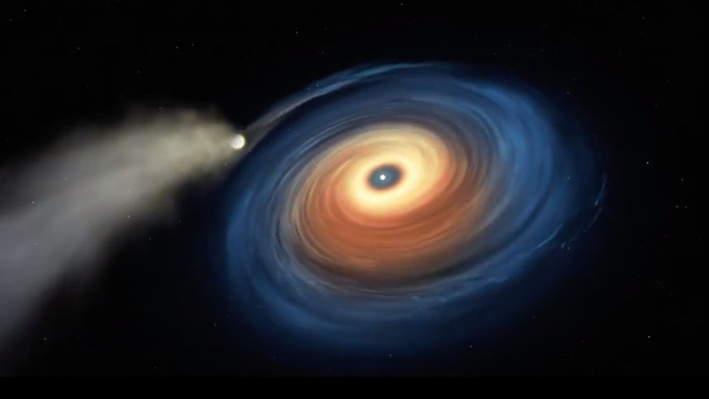 WDJ0914+1914 et son exoplanète en train de s'évaporer. // Source : Capture d'écran YouTube European Southern Observatory WDJ0914+1914 et son exoplanète en train de s'évaporer. // Source : Capture d'écran YouTube European Southern Observatory