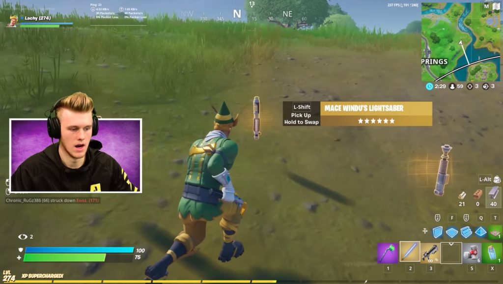 Les sabres laser dans Fortnite // Source : YouTube/Lachlan Les sabres laser dans Fortnite // Source : YouTube/Lachlan