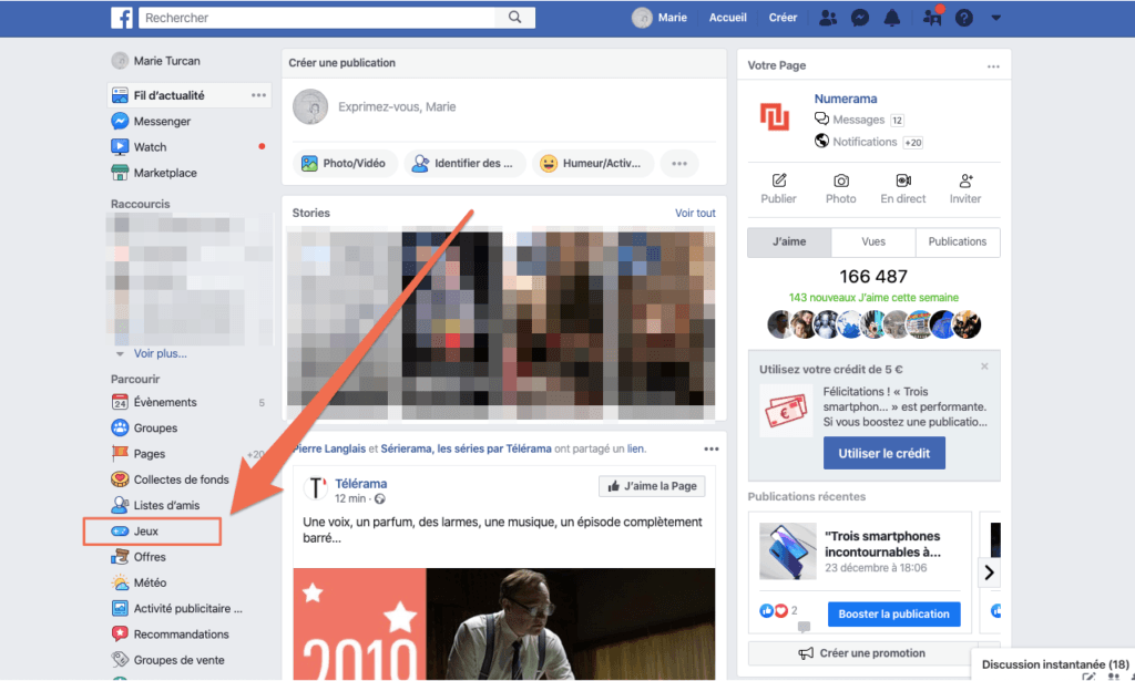 Capture d'écran d'une recherche Jeux dans Facebook // Source : Numerama Capture d'écran d'une recherche Jeux dans Facebook // Source : Numerama