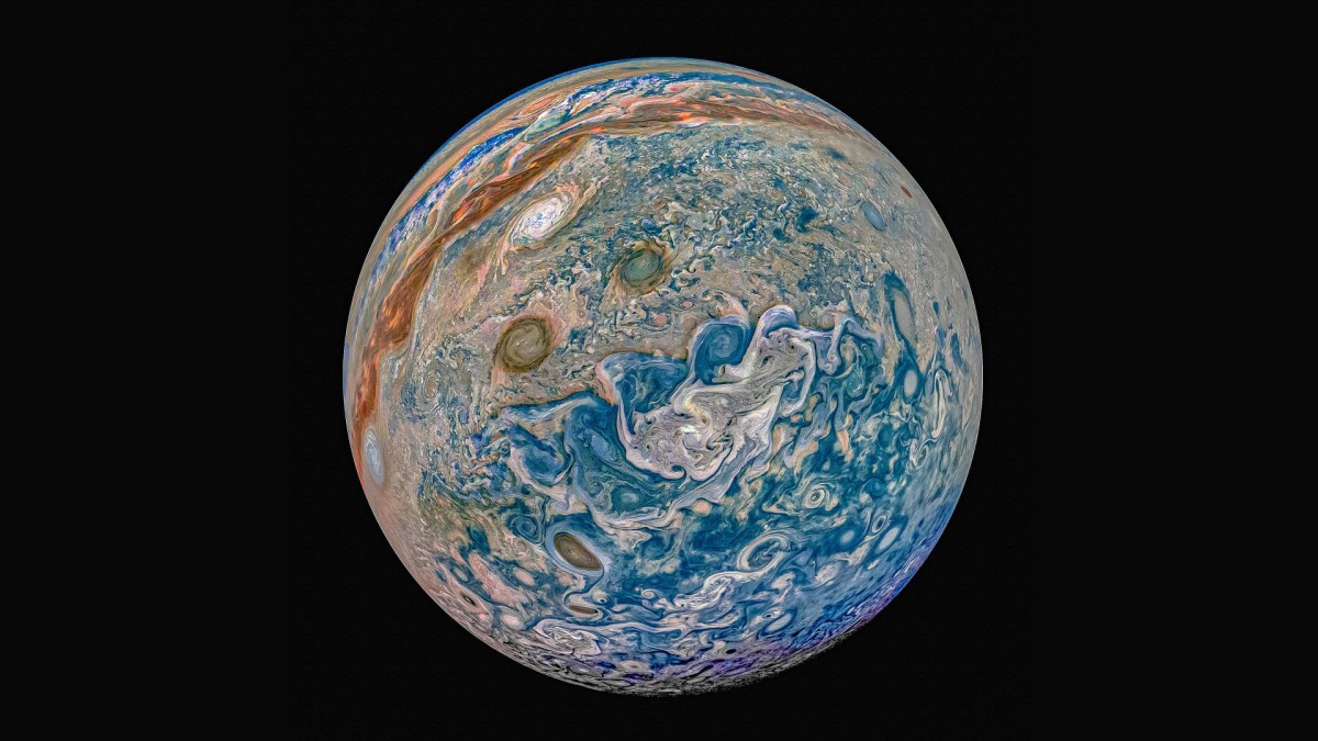 Jupiter. // Source : NASA/JPL-Caltech/SwRI/MSSS Image processing by Prateek Sarpal, © CC NC SA (photo recadrée) Jupiter. // Source : NASA/JPL-Caltech/SwRI/MSSS Image processing by Prateek Sarpal, © CC NC SA (photo recadrée)