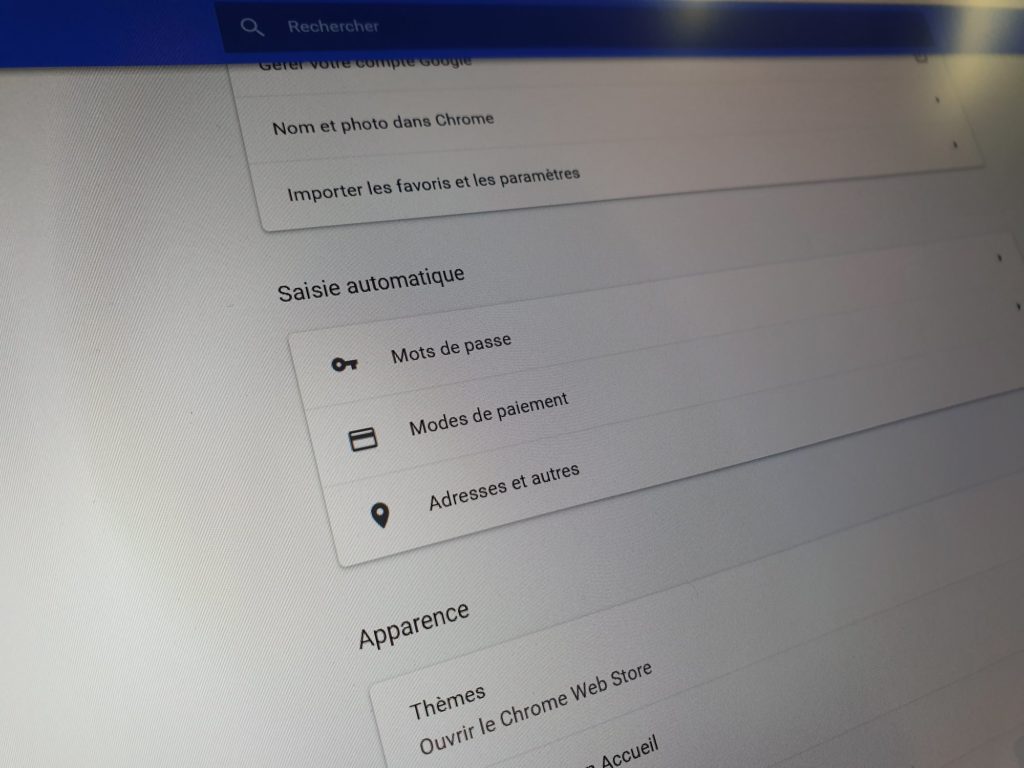 mot de passe chrome