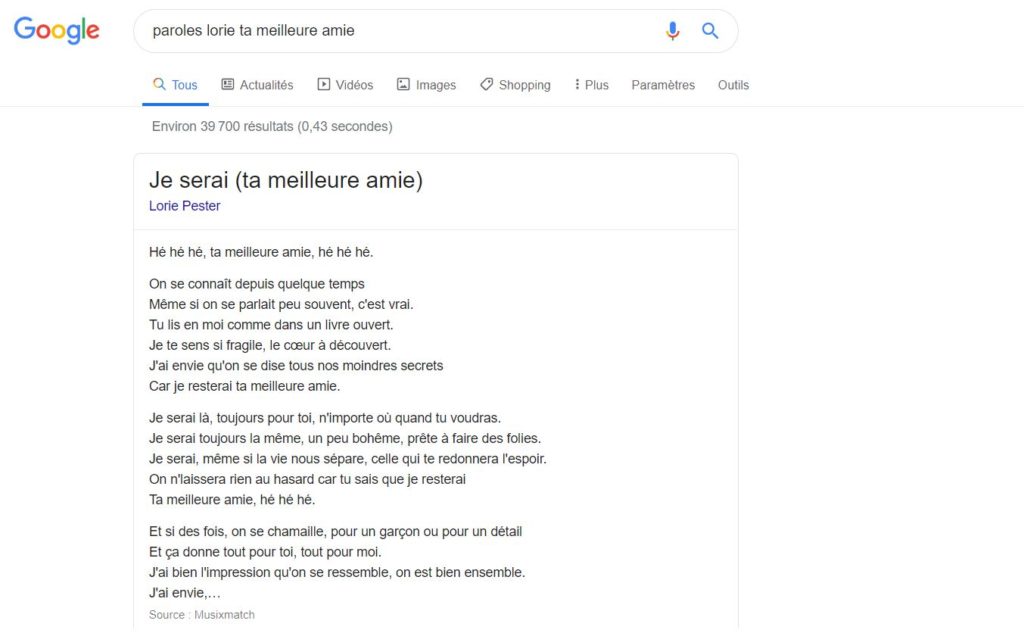 Aperçu de Google. // Source : Capture d'écran Google