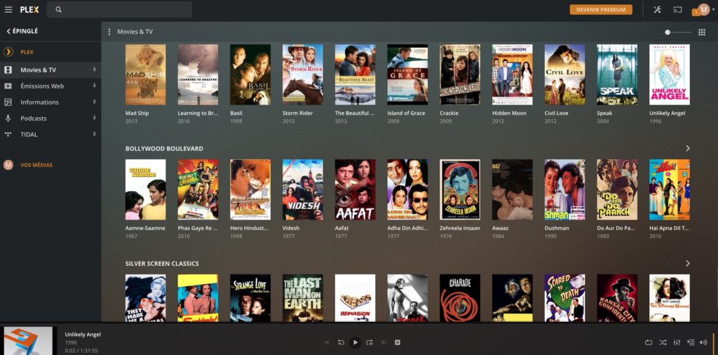L'interface plex.tv avec catalogue français // Source : Plex.tv L'interface plex.tv avec catalogue français // Source : Plex.tv