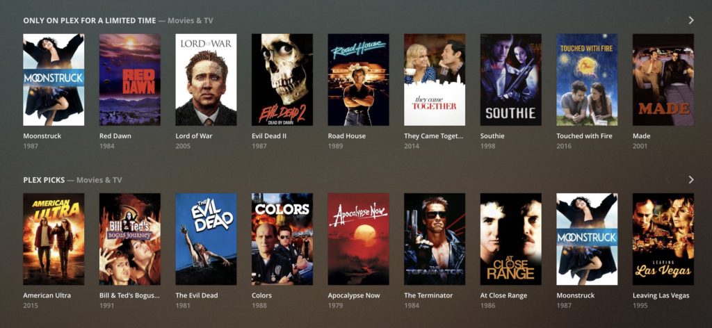 Le catalogue américain de Plex // Source : Plex.tv Le catalogue américain de Plex // Source : Plex.tv