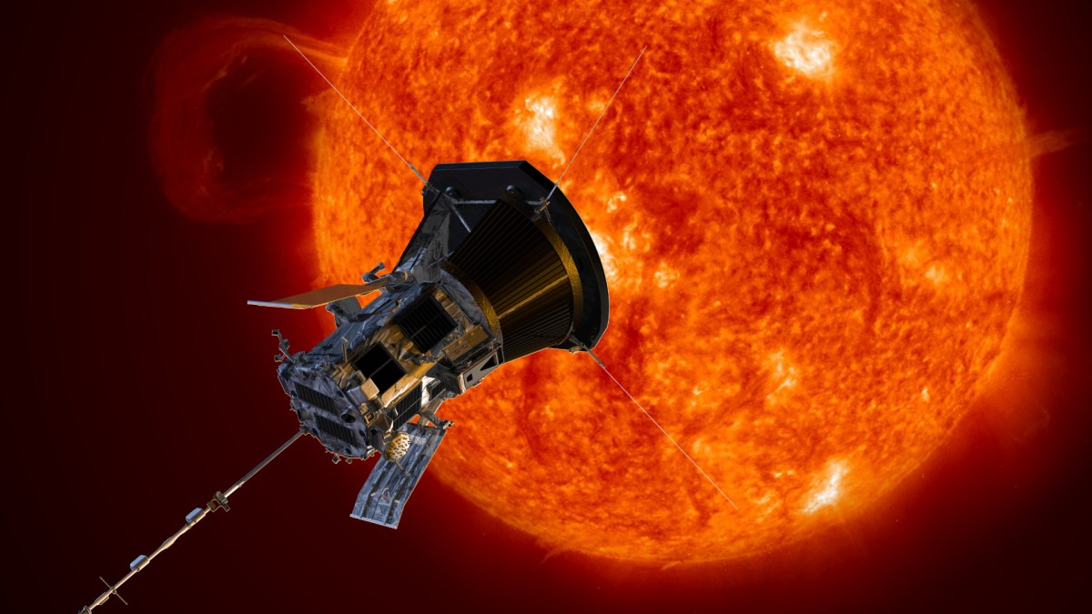 La sonde solaire Parker devant le Soleil, vue d'artiste. // Source : Wikimedia/CC/NASA/Johns Hopkins APL/Steve Gribben (photo recadrée) La sonde solaire Parker devant le Soleil, vue d'artiste. // Source : Wikimedia/CC/NASA/Johns Hopkins APL/Steve Gribben (photo recadrée)