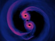 Deux trous noirs en orbite l'un autour de l'autre. // Source : Flickr/CC/NASA’s Goddard Space Flight Center