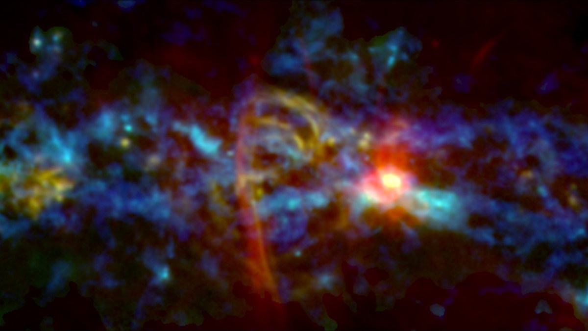 Ces filaments de gaz semblent dessiner un sucre d'orge dans la Voie lactée. // Source : NASA’s Goddard Space Flight Center (photo recadrée) Ces filaments de gaz semblent dessiner un sucre d'orge dans la Voie lactée. // Source : NASA’s Goddard Space Flight Center (photo recadrée)