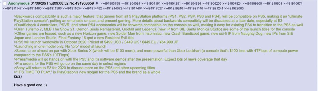 Rumeurs PlayStation 5 // Source : 4Chan Rumeurs PlayStation 5 // Source : 4Chan