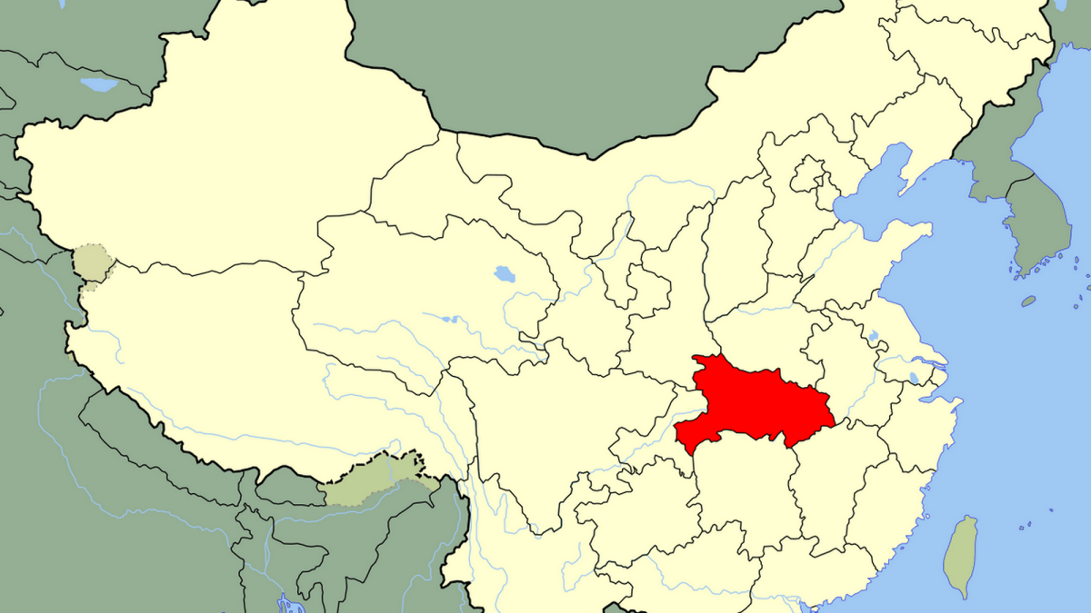 Région concernée ; dont Wuhan est la capitale (carte domaine public). Région concernée ; dont Wuhan est la capitale (carte domaine public).