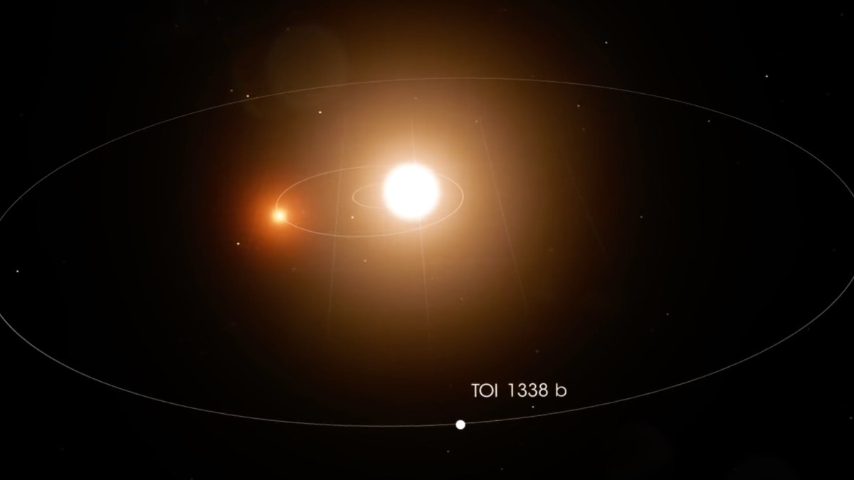 L'exoplanète TOI 1338 b découverte par la Nasa. // Source : Capture d'écran YouTube NASA Goddard L'exoplanète TOI 1338 b découverte par la Nasa. // Source : Capture d'écran YouTube NASA Goddard