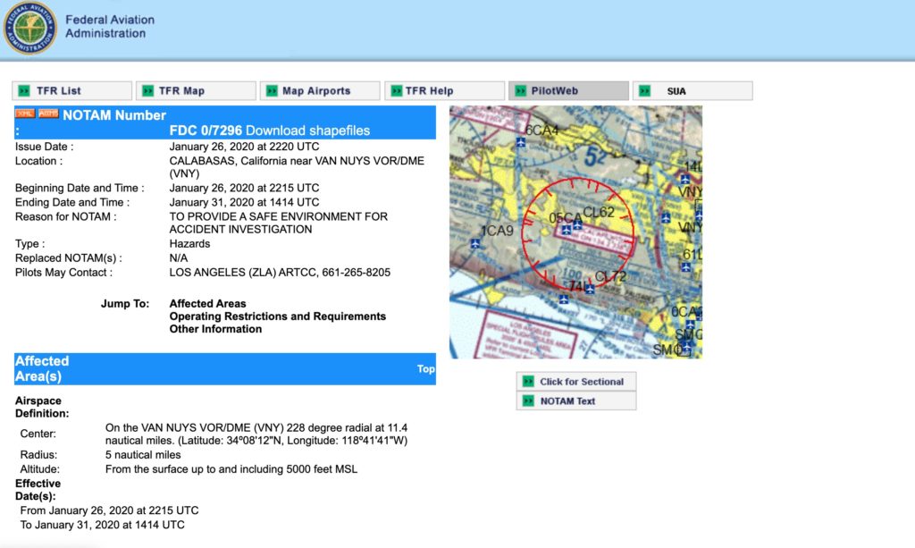 La zone restreinte par la FAA // Source : tfr.faa.gov La zone restreinte par la FAA // Source : tfr.faa.gov