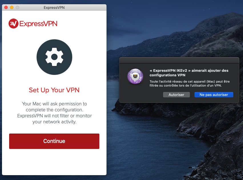 MacOS indique que le VPN va prendre le contrôle de la connexion. Un comportement attendu étant donné la nature de l'application VPN. MacOS indique que le VPN va prendre le contrôle de la connexion. Un comportement attendu étant donné la nature de l'application VPN.