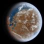 Une représentation de Mars couverte d'eau. // Source : Wikimedia/CC/Ittiz (photo recadrée et modifiée) Une représentation de Mars couverte d'eau. // Source : Wikimedia/CC/Ittiz (photo recadrée et modifiée)