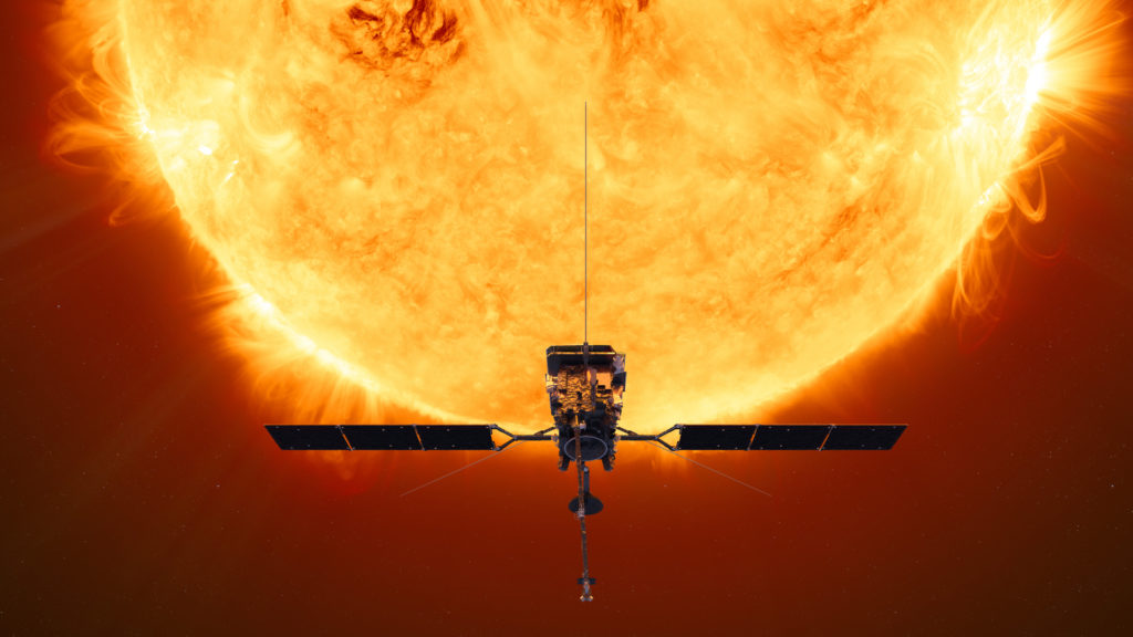 Solar Orbiter, vue d'artiste. // Source : ESA/ATG medialab (photo recadrée) Solar Orbiter, vue d'artiste. // Source : ESA/ATG medialab (photo recadrée)