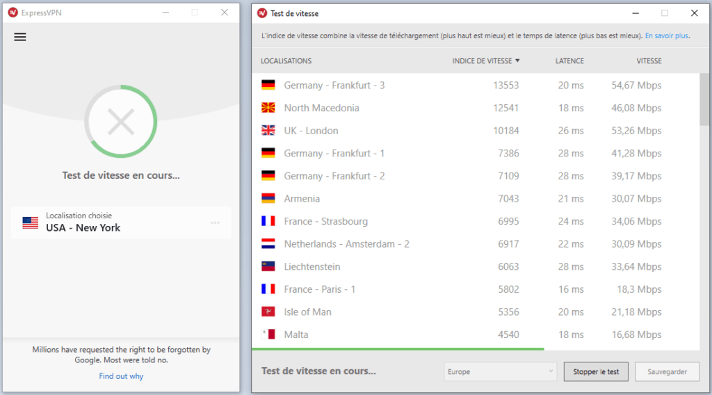 ExpressVPN permet de réaliser un speedtest de ses différe,ts serveurs pour trouver le plus rapide en fonction de ses besoins. ExpressVPN permet de réaliser un speedtest de ses différe,ts serveurs pour trouver le plus rapide en fonction de ses besoins.