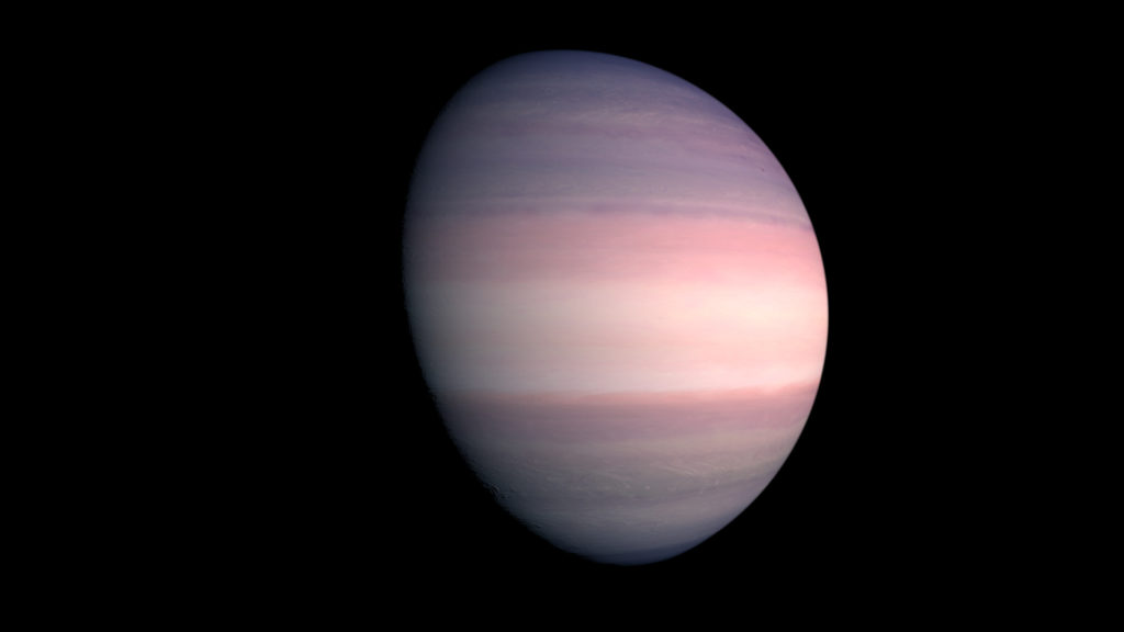 Une vue d'artiste de l'exoplanète TOI 1338 b. // Source : NASA's Goddard Space Flight Center/Chris Smith (USRA) (photo recardée et modifiée) Une vue d'artiste de l'exoplanète TOI 1338 b. // Source : NASA's Goddard Space Flight Center/Chris Smith (USRA) (photo recardée et modifiée)