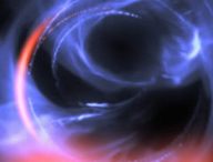 Une visualisation de la matière en orbite autour d'un trou noir. // Source : ESO/Gravity Consortium/L. Calçada (photo recadrée)