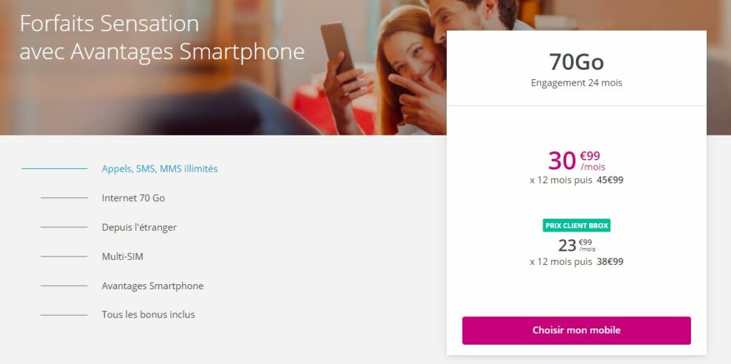 Si vous êtes déjà abonné à une offre Internet fixe Bbox, les prix des forfaits Sensation sont réduits.