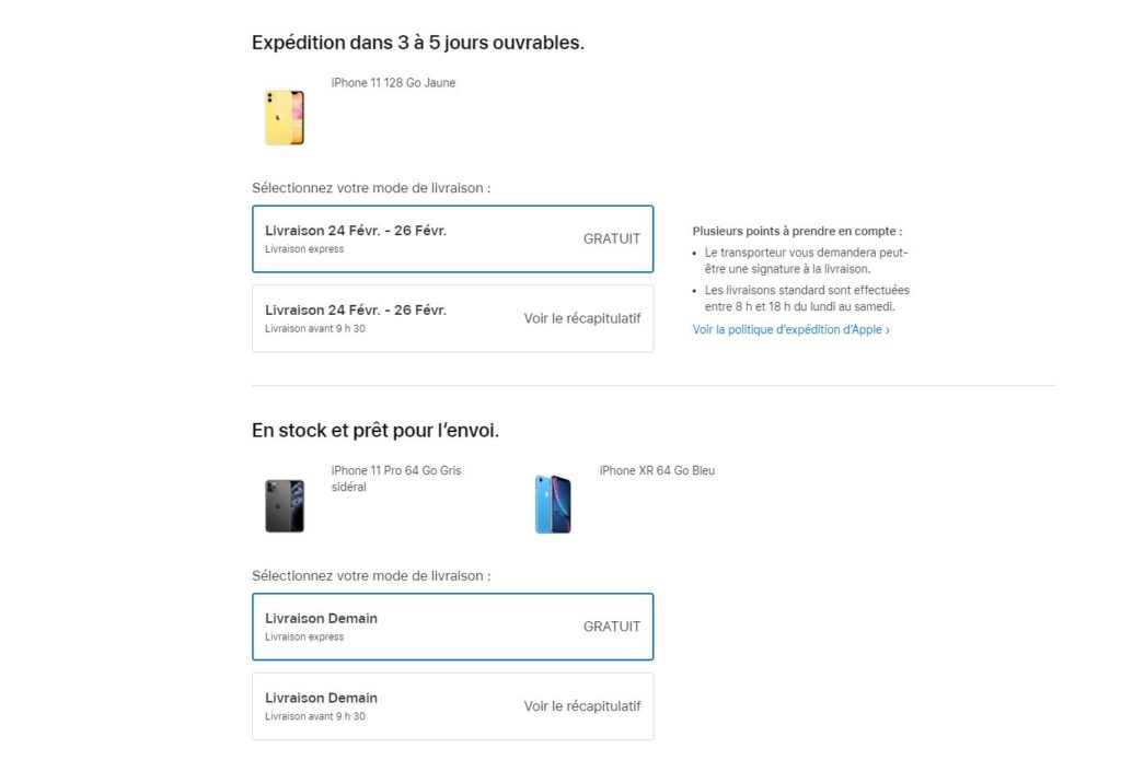 Vérification du stock des iPhone // Source : Numerama Vérification du stock des iPhone // Source : Numerama