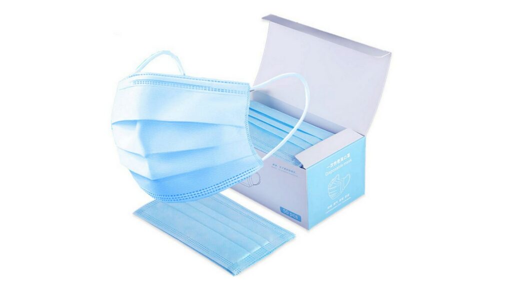 Exemple de masque de protection chirurgical aussi vendu à des particuliers. // Source : Produit vendu sur Amazon Exemple de masque de protection chirurgical aussi vendu à des particuliers. // Source : Produit vendu sur Amazon