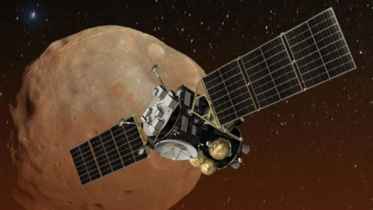 Vue d'artiste de la mission MMX. // Source : Wikimedia/CC/NASA (photo recadrée) Vue d'artiste de la mission MMX. // Source : Wikimedia/CC/NASA (photo recadrée)