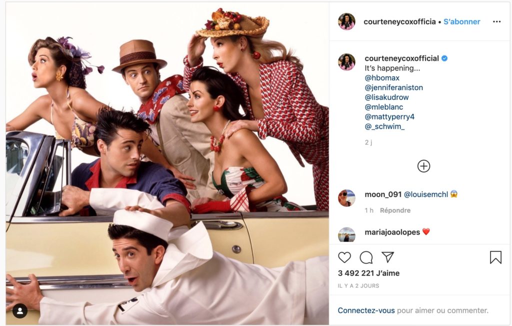 Capture d'écran du post Instagram partagé sur les comptes des 6 acteurs Capture d'écran du post Instagram partagé sur les comptes des 6 acteurs