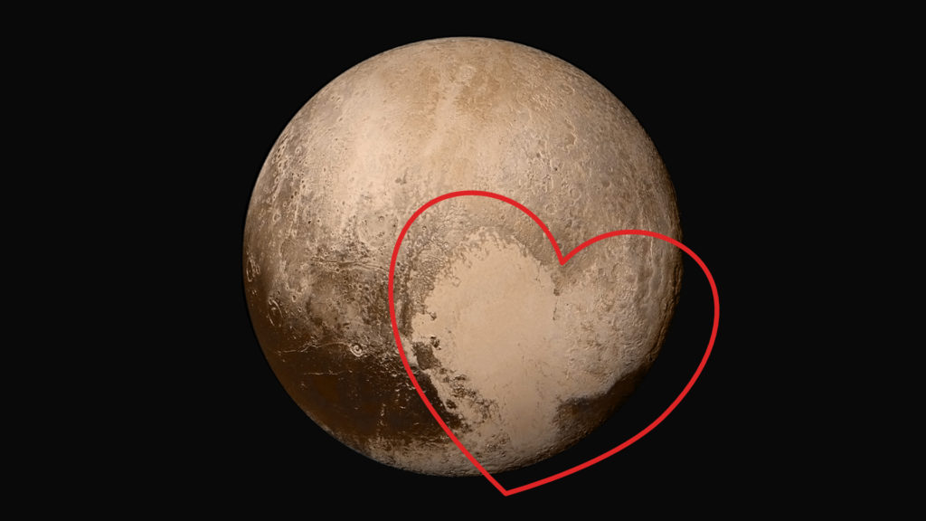 Le Cœur de Pluton. // Source : Wikimedia/CC/NASA / Johns Hopkins University Applied Physics Laboratory / Southwest Research Institute (annotation Numerama) Le Cœur de Pluton. // Source : Wikimedia/CC/NASA / Johns Hopkins University Applied Physics Laboratory / Southwest Research Institute (annotation Numerama)