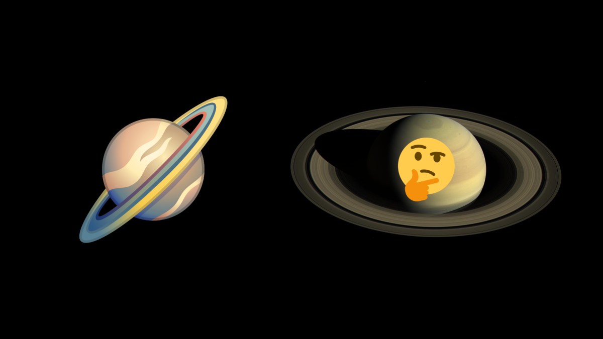 Quel emoji Saturne est le plus réaliste ? // Source : Wikimedia/CC/NASA/JPL-Caltech/Space Science Institute, Twitter, EmojiTerra (montage Numerama) Quel emoji Saturne est le plus réaliste ? // Source : Wikimedia/CC/NASA/JPL-Caltech/Space Science Institute, Twitter, EmojiTerra (montage Numerama)