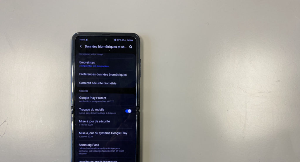 L'option sur un Galaxy Z Flip // Source : Numerama L'option sur un Galaxy Z Flip // Source : Numerama