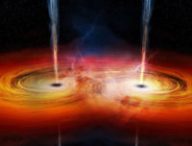 Deux trous noirs entrant en collision. // Source : Capture d'écran YouTube Mr Scientific