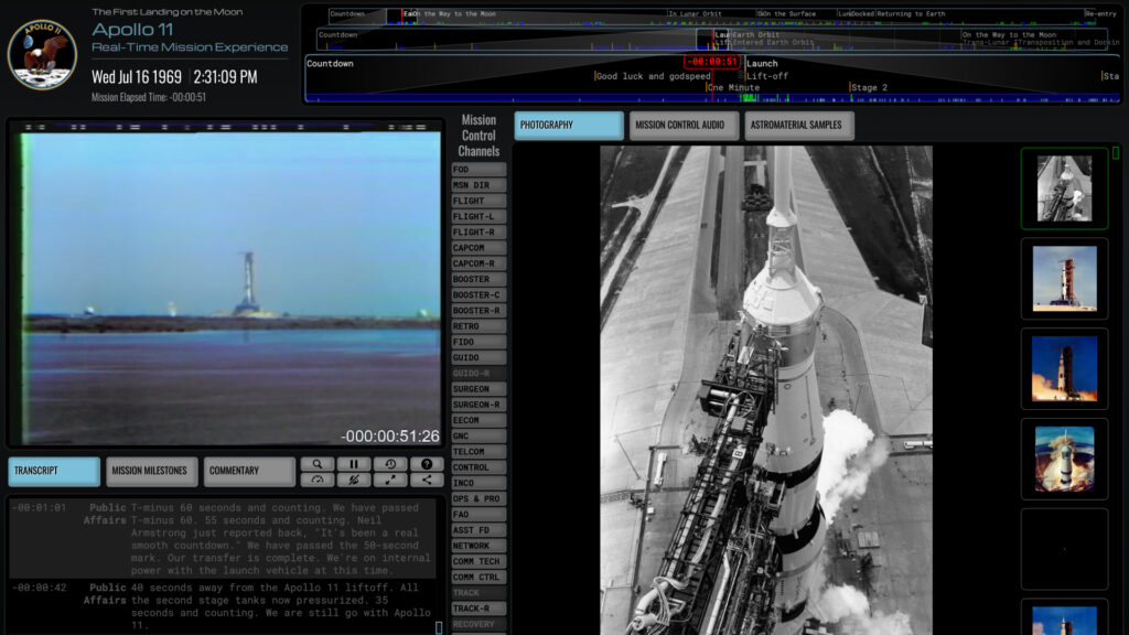 Le décollage d'Apollo 11 (presque) comme si vous y étiez. // Source : Capture d'écran Apollo in Real Time Le décollage d'Apollo 11 (presque) comme si vous y étiez. // Source : Capture d'écran Apollo in Real Time