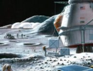 Vue d'artiste d'une base lunaire. // Source : Wikimedia/CC/NASA/SAIC/Pat Rawlings (photo recadrée)