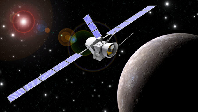 Vue d'artiste de la mission BepiColombo. // Source : ESA (photo recadrée)