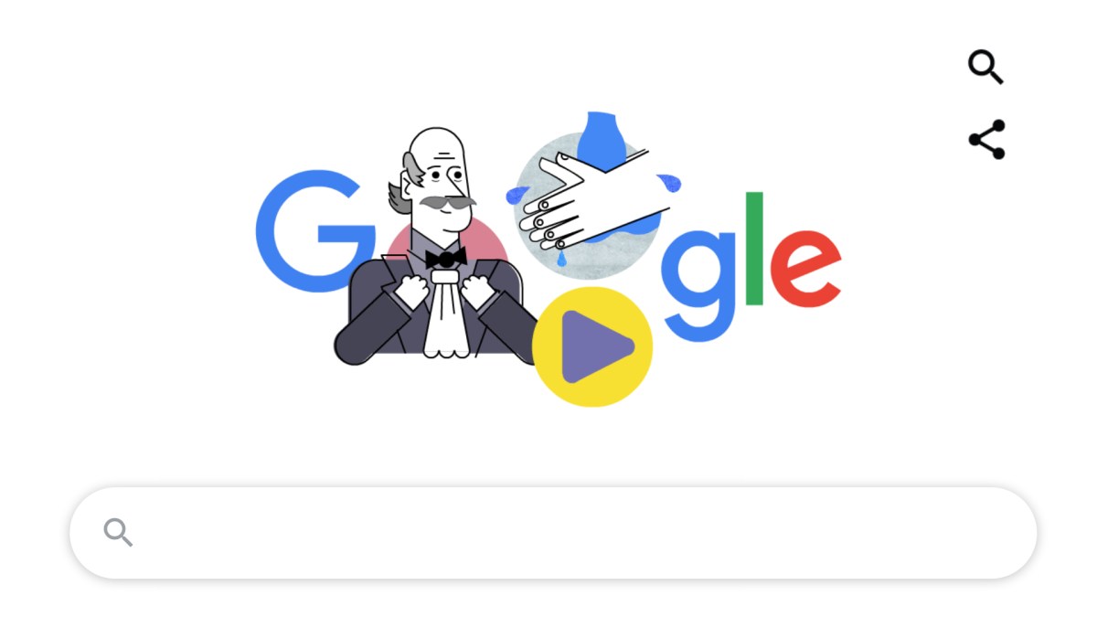 Le Doodle en l'honneur de Ignaz Semmelweis. // Source : Capture d'écran Google Le Doodle en l'honneur de Ignaz Semmelweis. // Source : Capture d'écran Google
