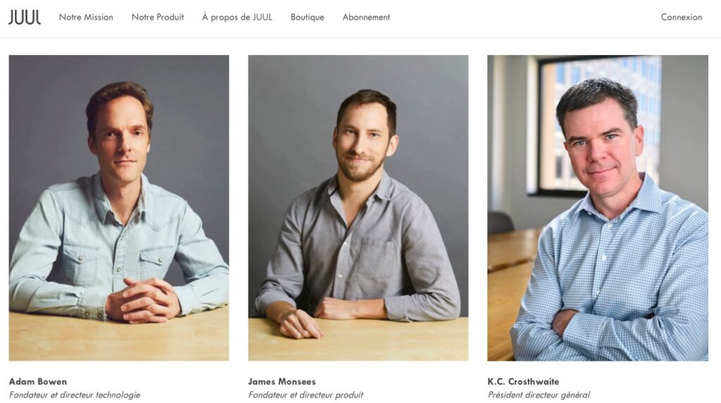James Monsees, au milieu // Source : JUUL James Monsees, au milieu // Source : JUUL